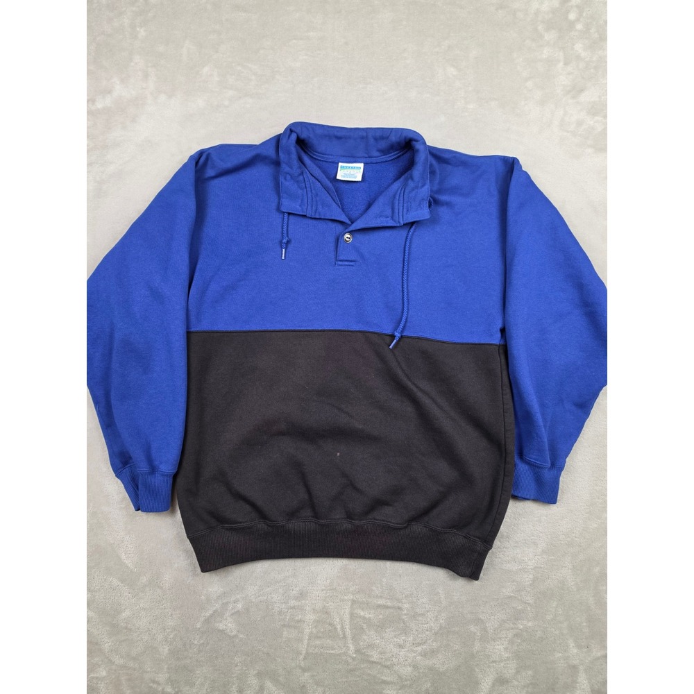 Vintage Cheetah Mervyns Sweatshirt Mens M Fit S Blue Black Quarter Button